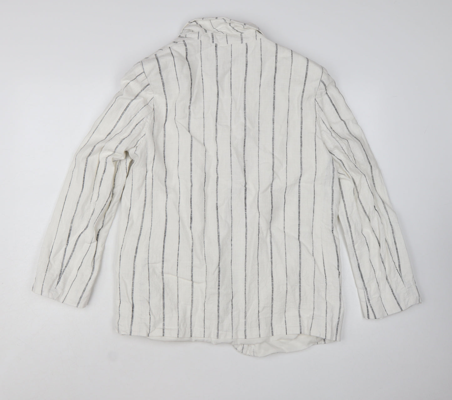 Marks and Spencer Women’s White Striped Linen Viscose Blazer Size 12