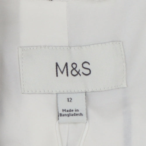 Marks and Spencer Women’s White Striped Linen Viscose Blazer Size 12