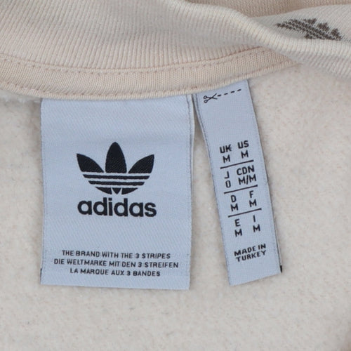 Adidas Men Beige 1/4 Zip Sweatshirt M Mock Neck Logo Pullover