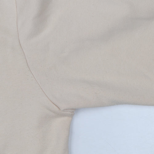 Adidas Men Beige 1/4 Zip Sweatshirt M Mock Neck Logo Pullover