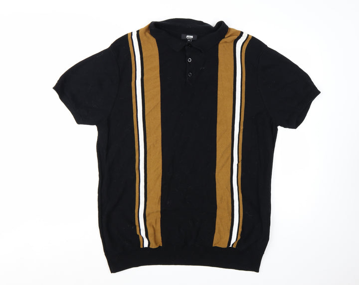 Jacamo Men's Black XL Short Sleeve Cotton Polo Jumper