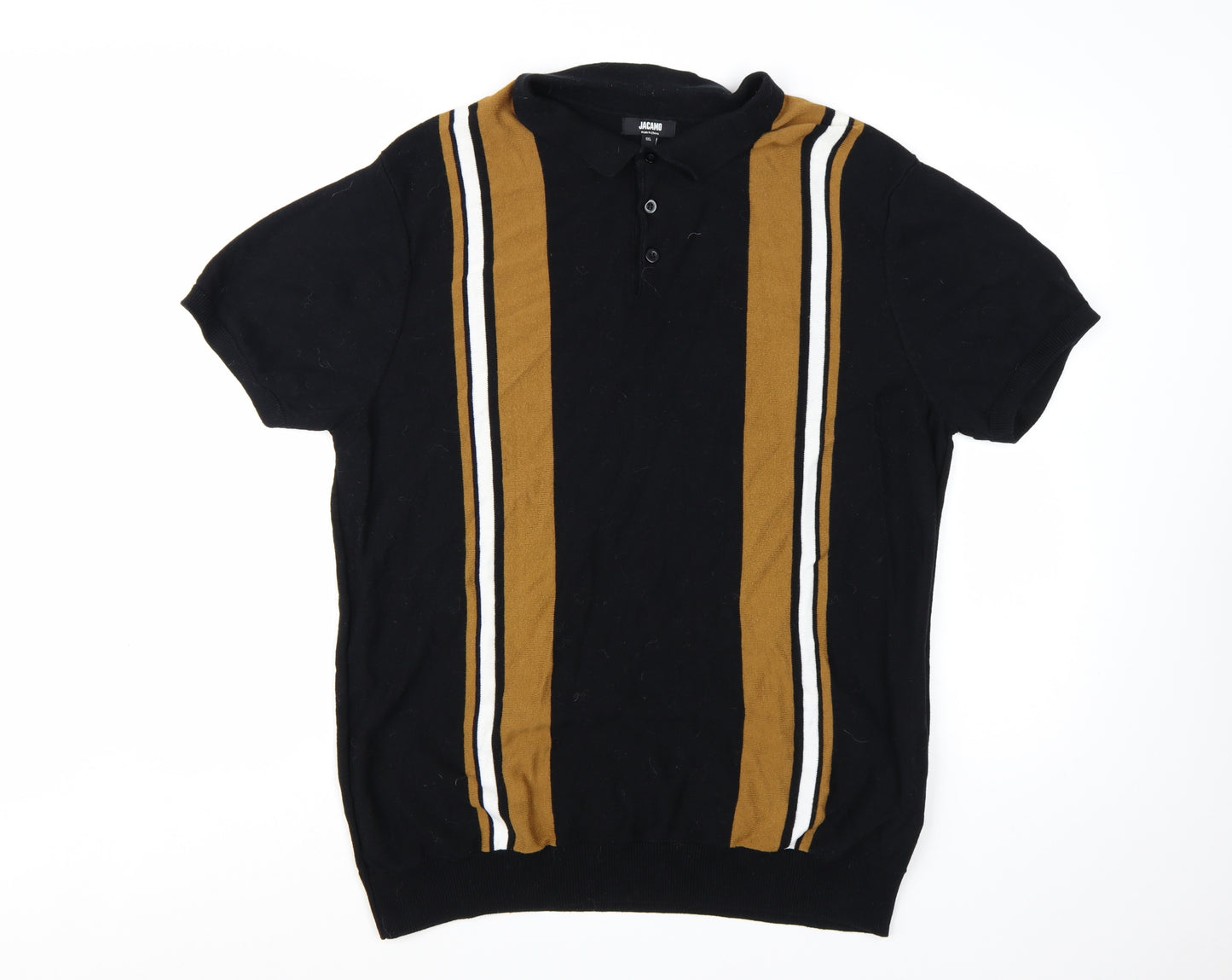 Jacamo Men's Black XL Short Sleeve Cotton Polo Jumper