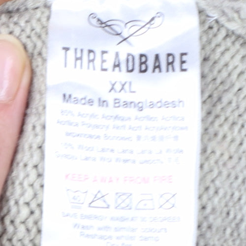 Threadbare Men's Beige Cable Knit Shawl Collar Cardigan 2XL