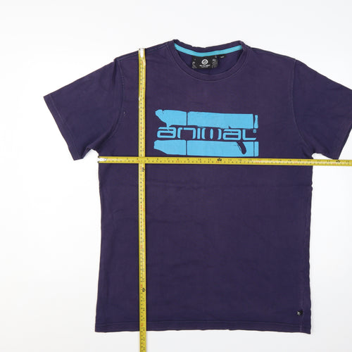 Animal Men's Purple Graphic Logo Regular Fit Cotton T-Shirt L