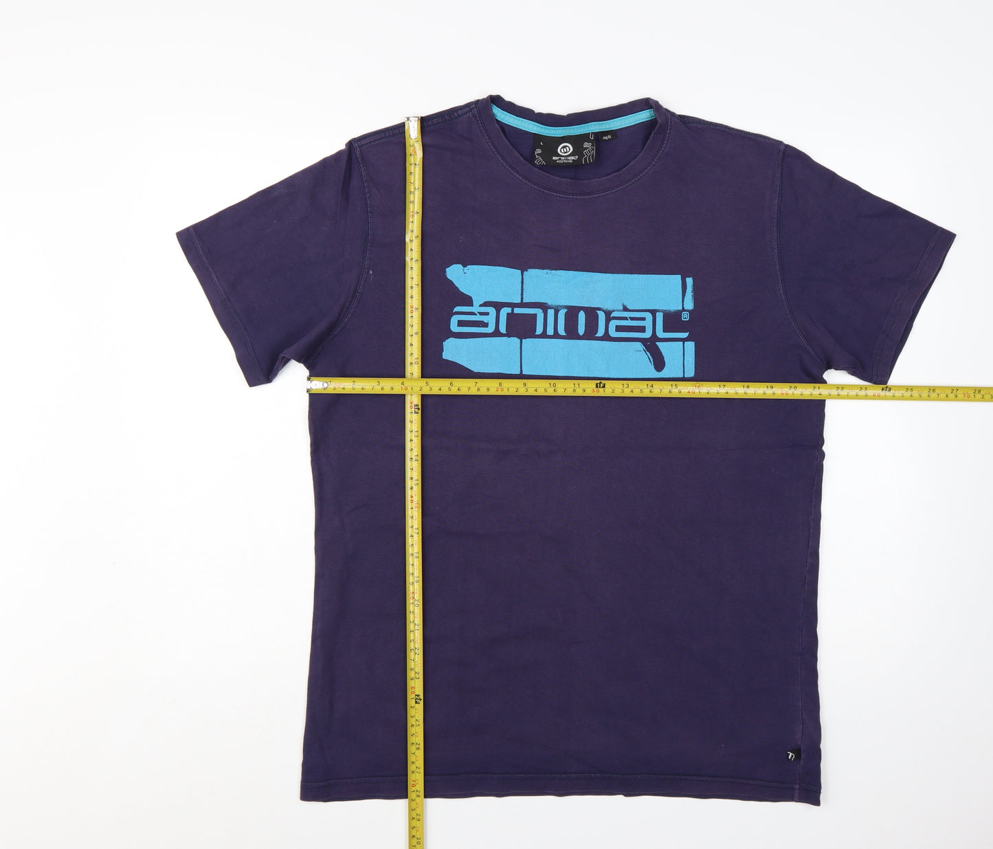 Animal Men's Purple Graphic Logo Regular Fit Cotton T-Shirt L
