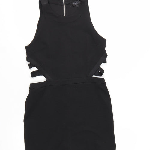 Topshop Women’s Black Cut Out Bodycon Mini Dress UK 10