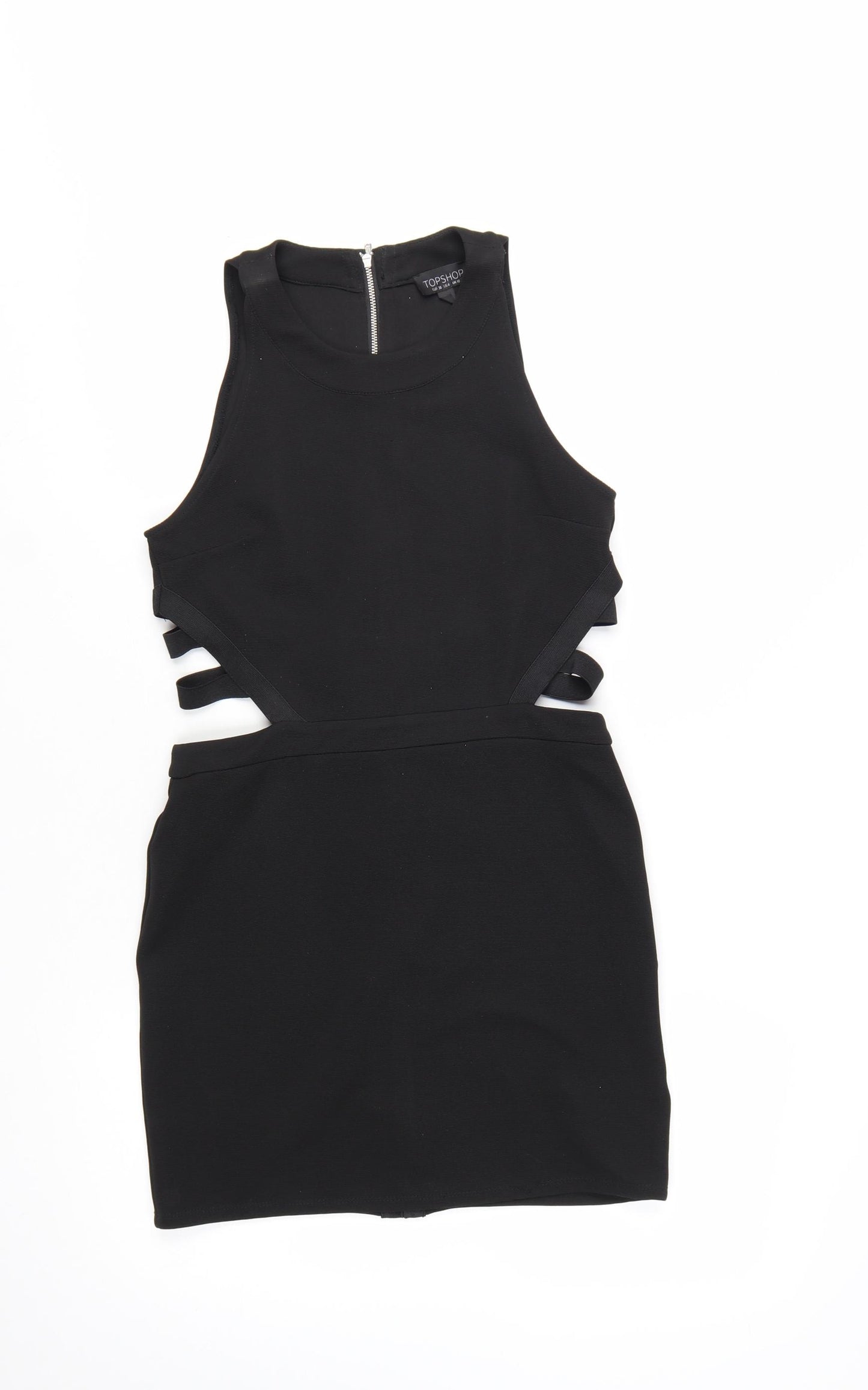 Topshop Women’s Black Cut Out Bodycon Mini Dress UK 10