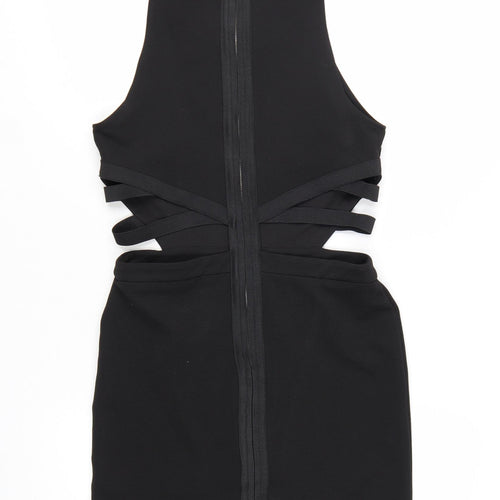 Topshop Women’s Black Cut Out Bodycon Mini Dress UK 10