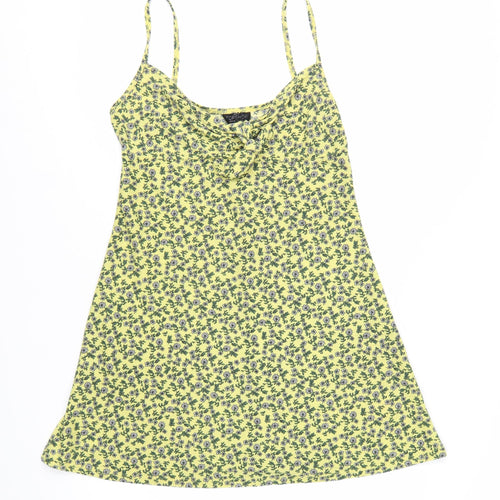 Topshop Women’s Yellow Floral Slip Dress Size 10 Summer Style