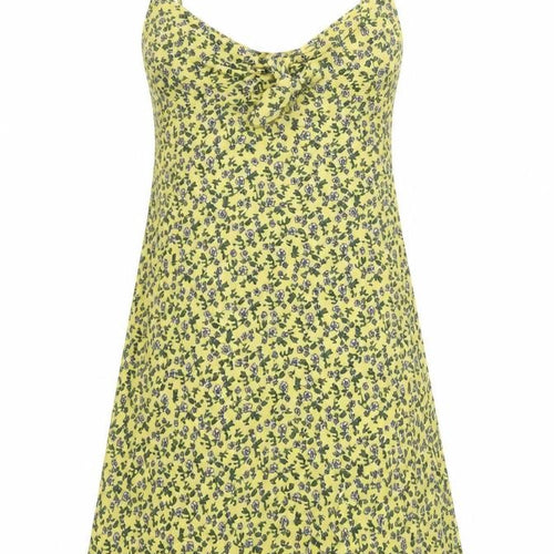 Topshop Women’s Yellow Floral Slip Dress Size 10 Summer Style