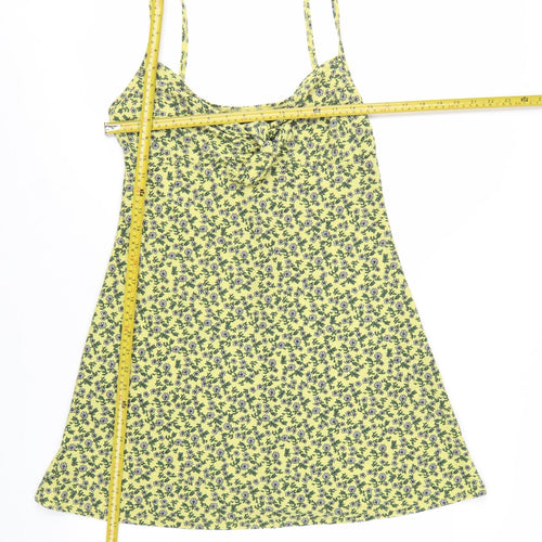 Topshop Women’s Yellow Floral Slip Dress Size 10 Summer Style