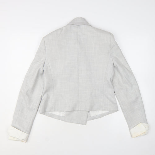 Zara Women Grey Double-Breasted Blazer Jacket Size S Tailored Workwear