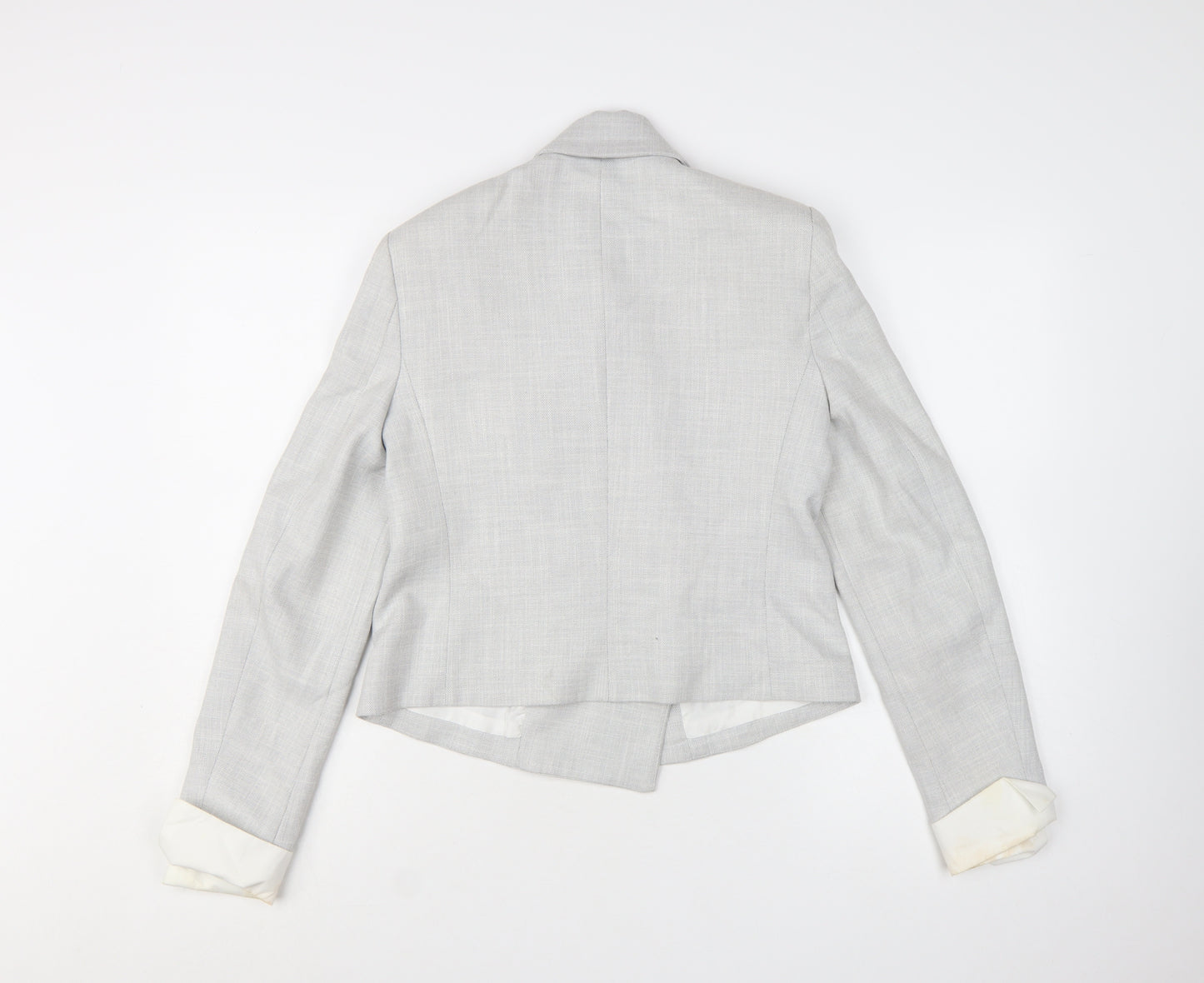 Zara Women Grey Double-Breasted Blazer Jacket Size S Tailored Workwear