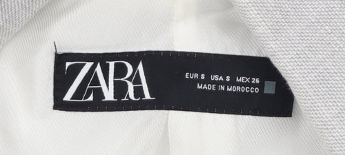 Zara Women Grey Double-Breasted Blazer Jacket Size S Tailored Workwear