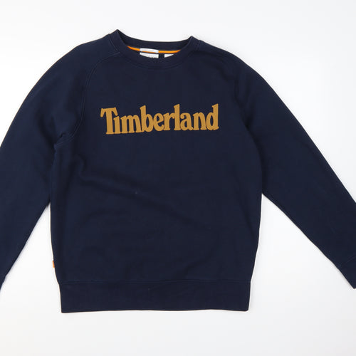 Timberland Men's Blue Logo Regular Fit Crew Neck Sweatshirt M