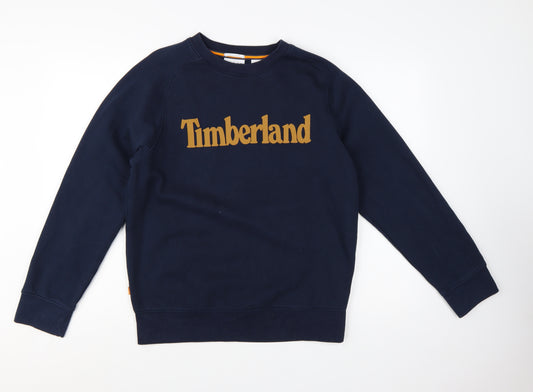 Timberland Men's Blue Logo Regular Fit Crew Neck Sweatshirt M
