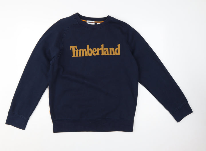 Timberland Men's Blue Logo Regular Fit Crew Neck Sweatshirt M