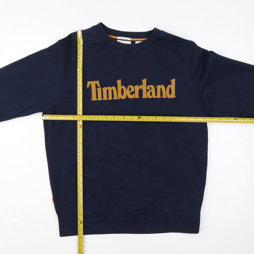 Timberland Men's Blue Logo Regular Fit Crew Neck Sweatshirt M