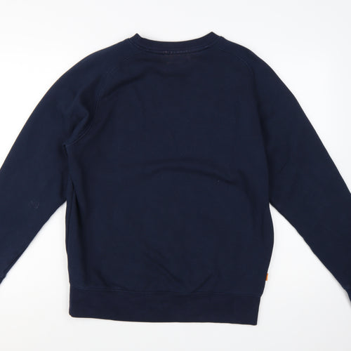 Timberland Men's Blue Logo Regular Fit Crew Neck Sweatshirt M