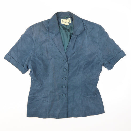 Monsoon Women Blue Short Sleeve Suit Jacket UK 12 Classic Lined