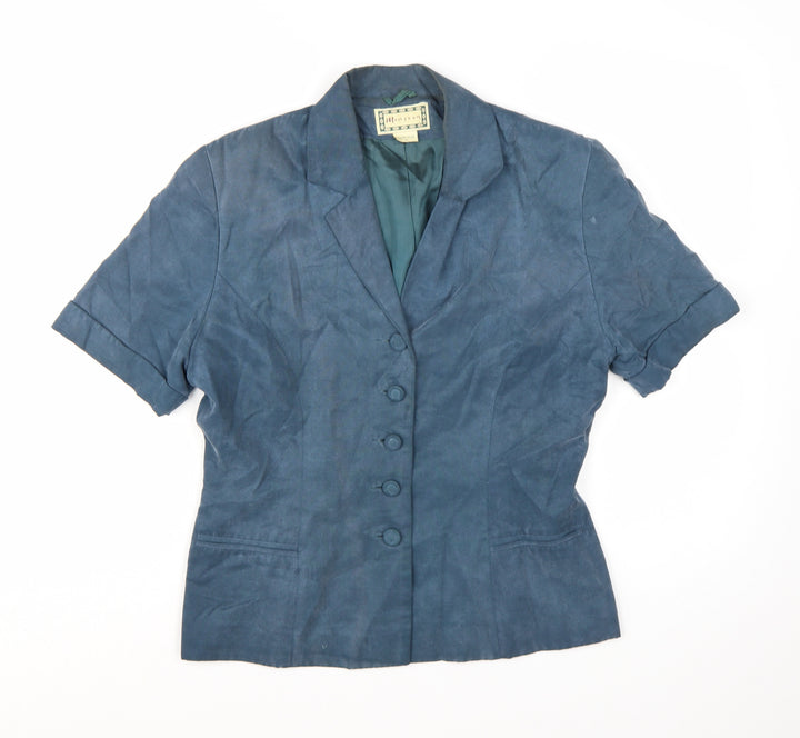 Monsoon Women Blue Short Sleeve Suit Jacket UK 12 Classic Lined