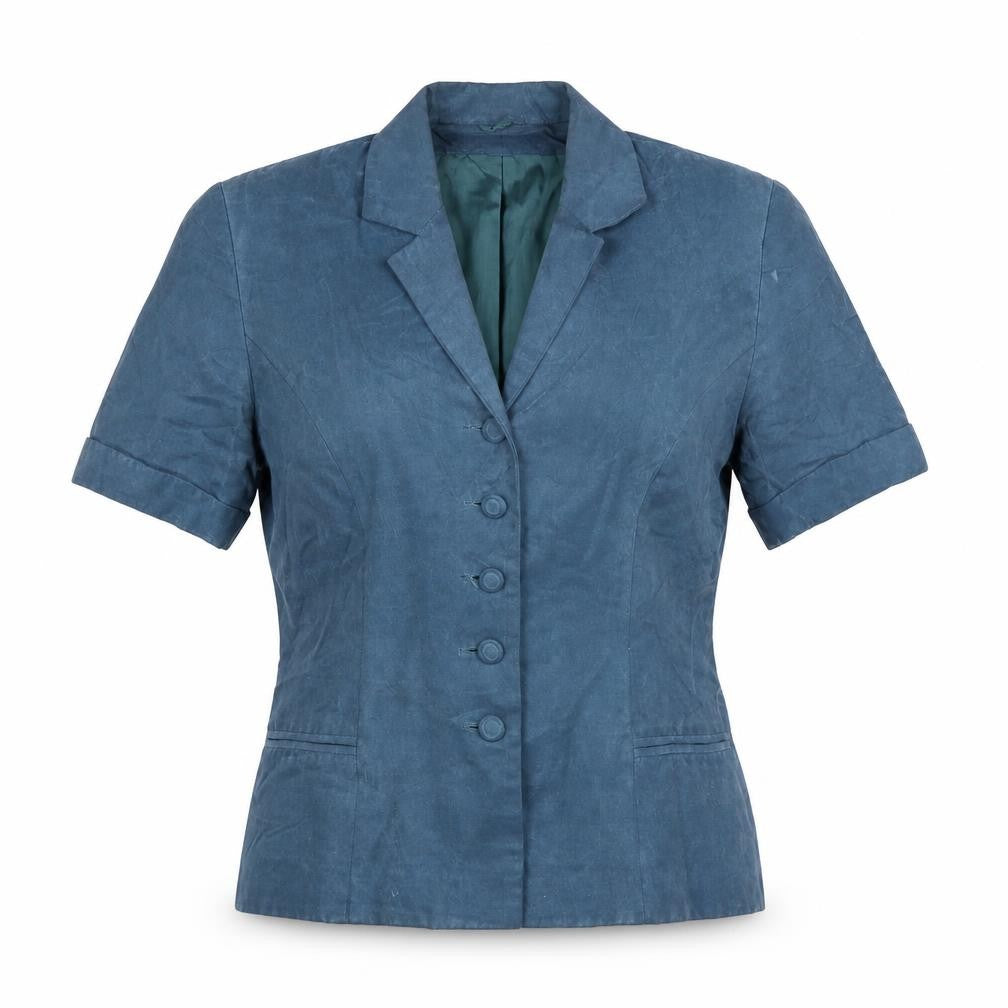 Monsoon Women Blue Short Sleeve Suit Jacket UK 12 Classic Lined