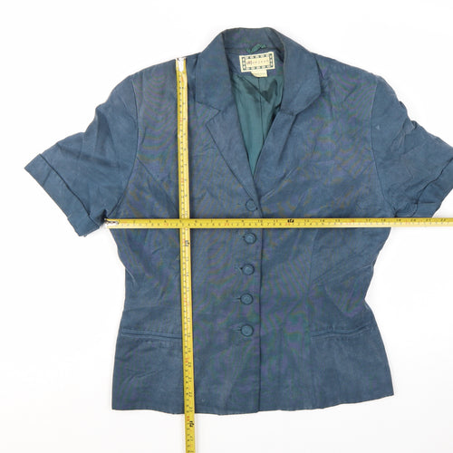 Monsoon Women Blue Short Sleeve Suit Jacket UK 12 Classic Lined