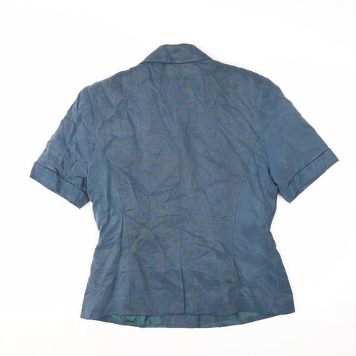 Monsoon Women Blue Short Sleeve Suit Jacket UK 12 Classic Lined