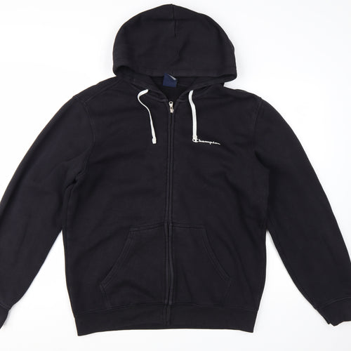 Champion Men's Black Full Zip Hoodie Size L Fleece Sweatshirt