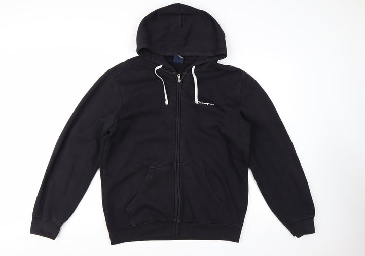 Champion Men's Black Full Zip Hoodie Size L Fleece Sweatshirt