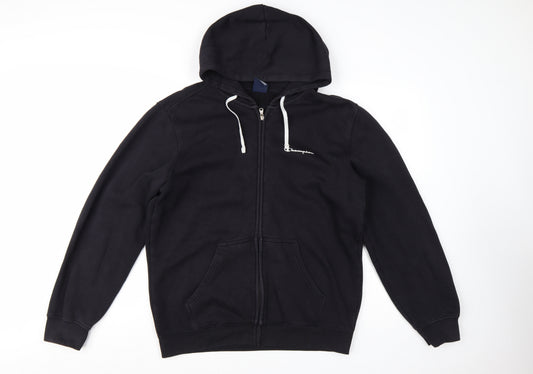 Champion Men's Black Full Zip Hoodie Size L Fleece Sweatshirt