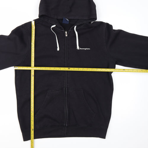 Champion Men's Black Full Zip Hoodie Size L Fleece Sweatshirt