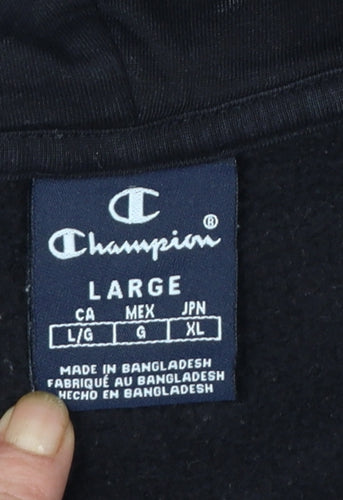 Champion Men's Black Full Zip Hoodie Size L Fleece Sweatshirt
