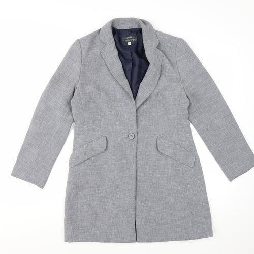 Marks and Spencer Women Grey Petite Single-Breasted Blazer Size 10