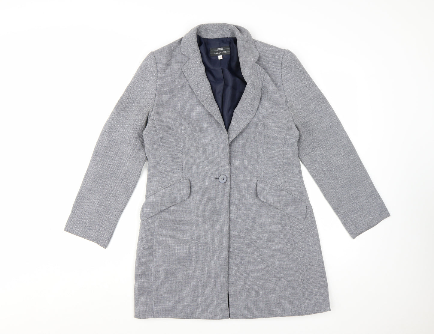 Marks and Spencer Women Grey Petite Single-Breasted Blazer Size 10