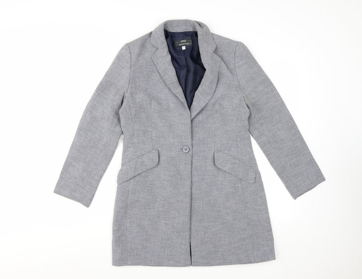 Marks and Spencer Women Grey Petite Single-Breasted Blazer Size 10