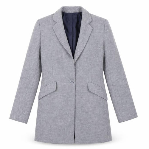 Marks and Spencer Women Grey Petite Single-Breasted Blazer Size 10