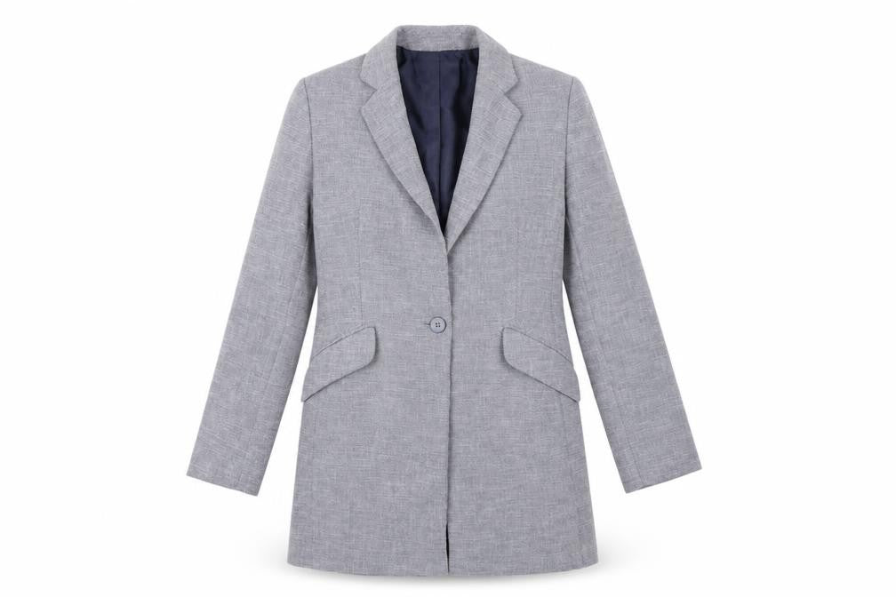 Marks and Spencer Women Grey Petite Single-Breasted Blazer Size 10