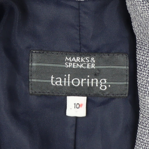 Marks and Spencer Women Grey Petite Single-Breasted Blazer Size 10