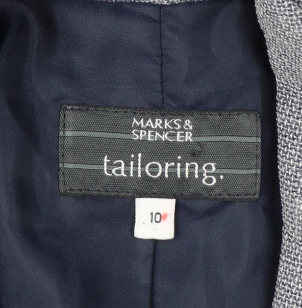 Marks and Spencer Women Grey Petite Single-Breasted Blazer Size 10
