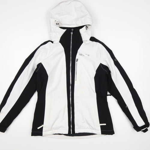 Nevica Women’s Black White Ski Jacket Size 10 Hooded Winter Coat