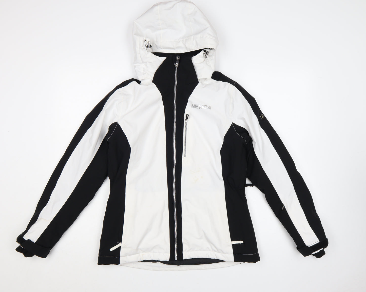 Nevica Women’s Black White Ski Jacket Size 10 Hooded Winter Coat