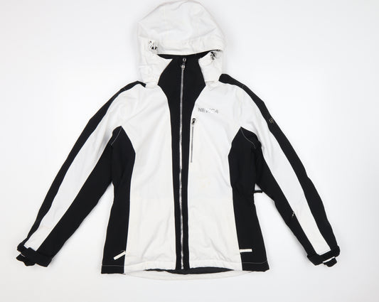 Nevica Women’s Black White Ski Jacket Size 10 Hooded Winter Coat