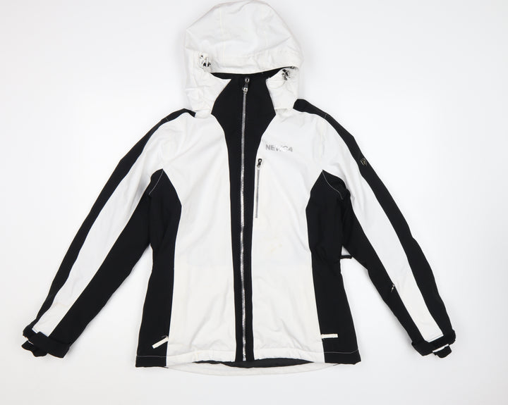 Nevica Women’s Black White Ski Jacket Size 10 Hooded Winter Coat