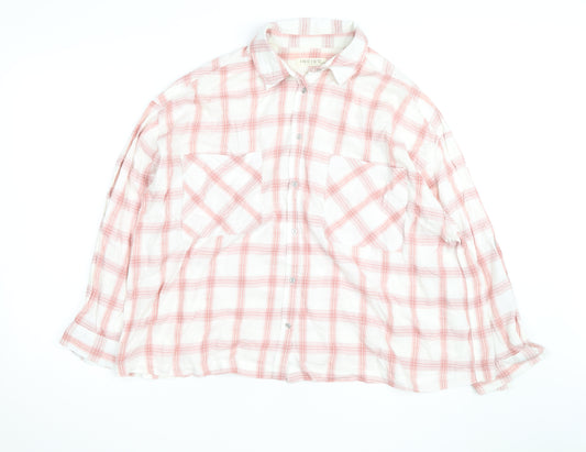 Marks and Spencer Women’s Pink Check Cotton Button-Up Shirt Size 24