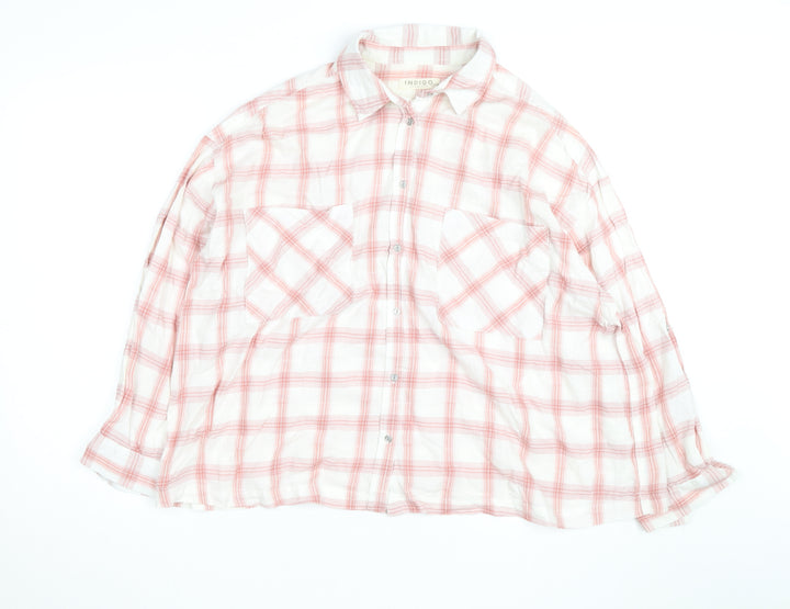 Marks and Spencer Women’s Pink Check Cotton Button-Up Shirt Size 24