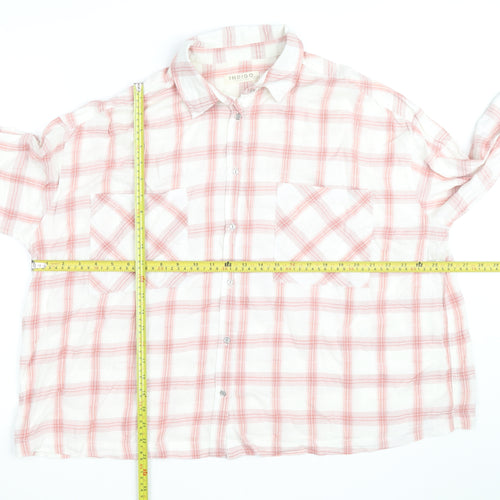 Marks and Spencer Women’s Pink Check Cotton Button-Up Shirt Size 24