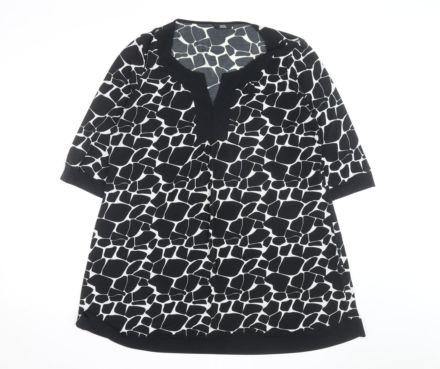 Marks and Spencer Women's Black Animal Print Shift Dress Size 22