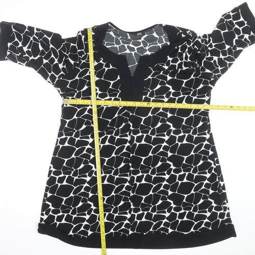 Marks and Spencer Women's Black Animal Print Shift Dress Size 22