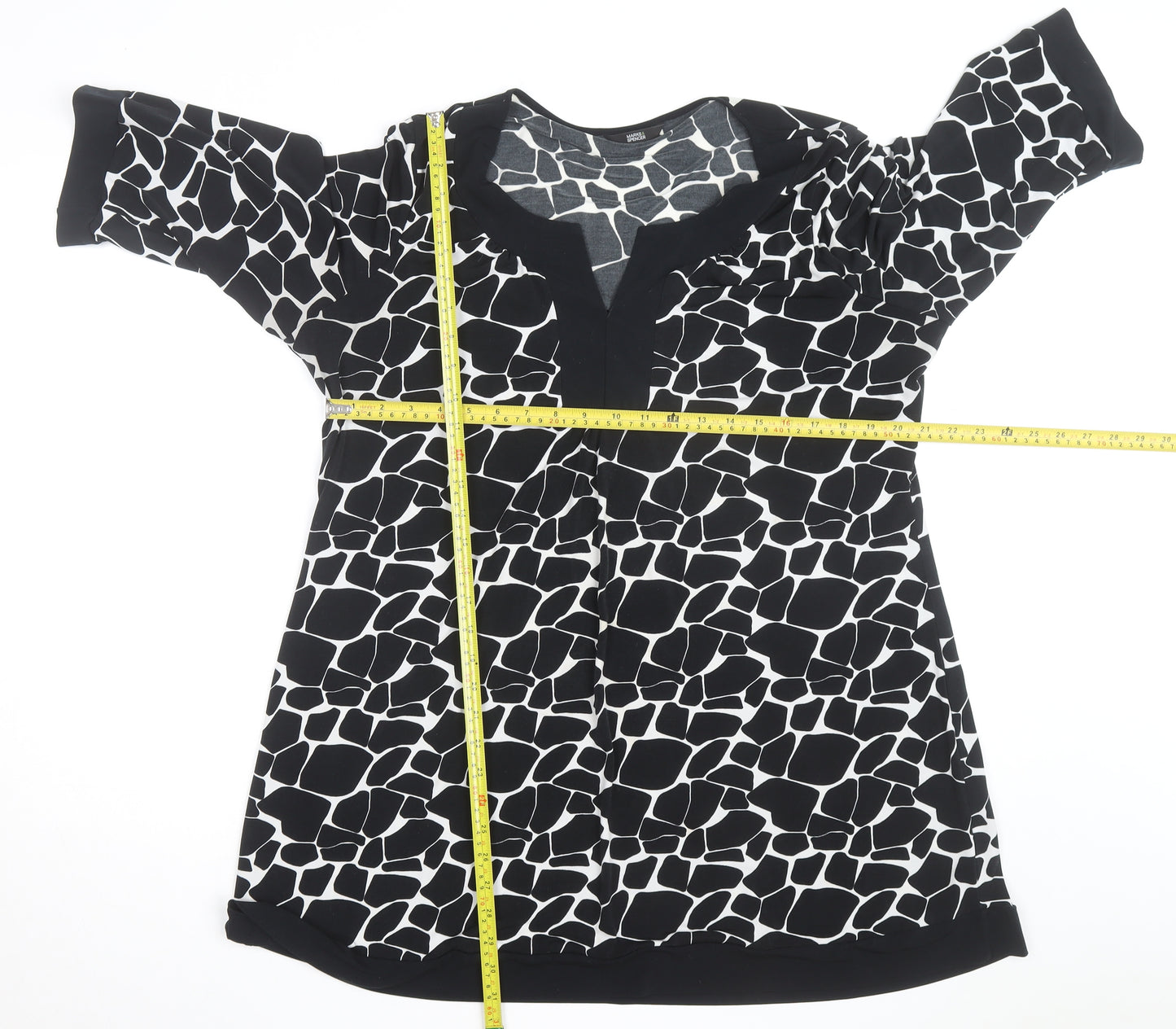 Marks and Spencer Women's Black Animal Print Shift Dress Size 22